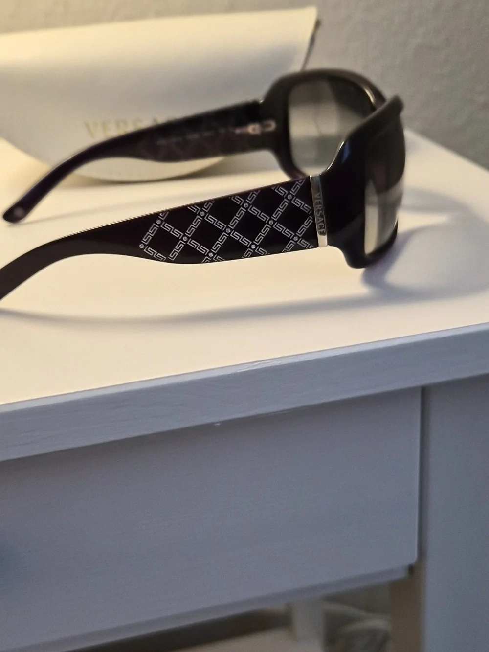 Early 2000s Versace Women's Y2K Dark Brown Sunglasses with case MOD. 4132-B